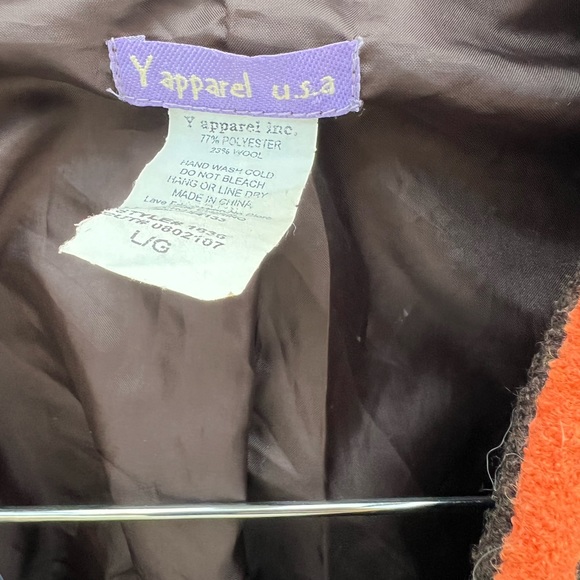 Y Apparel - Coat in Dark Roast with Pumpkin Trim (size L) - Picture 5 of 5